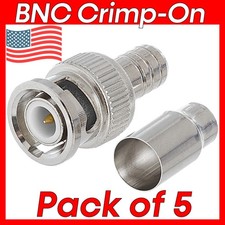 5 Pack RG59 RG6 Crimp Connector Male Coaxial Antenna Cable Plug CCTV Adapter