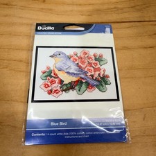 Bucilla Counted Cross Stitch Kit 5.5x4.25 Blue Bluebird Bird Floral HD46265