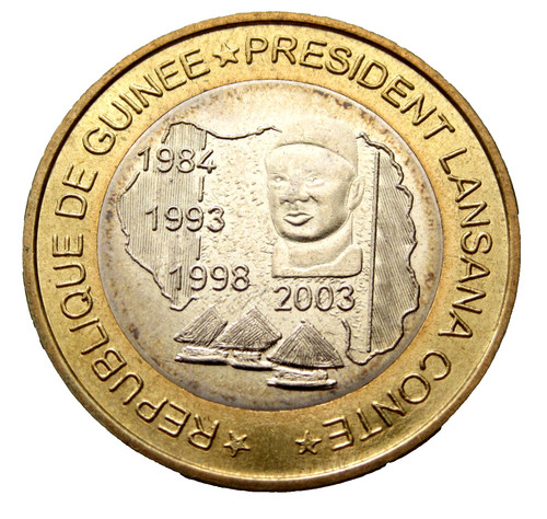 GUINEA 2003 6000 Francs CFA - 4 Africa, PRESIDENT LANSANA CONTE BI-MET UNC TOKEN
