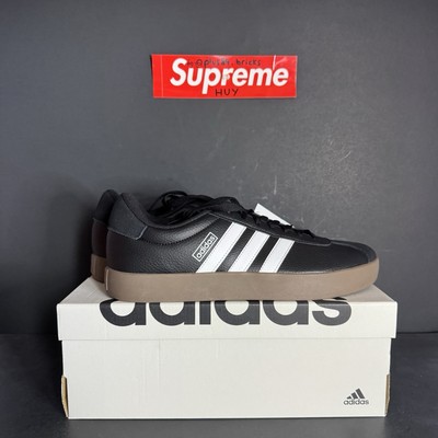 Adidas Men's VL Court 3 Black Leather Skateboard Sneakers Size 10 New ID6286
