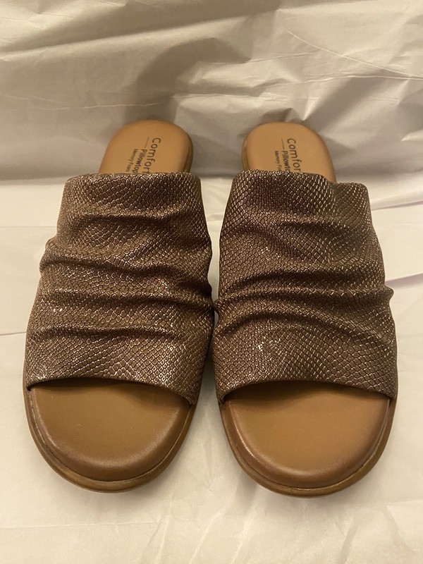 Comfortiva Norene Women's Leather Slide Heeled Sandals Taupe US Sizes 8.5