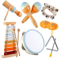 Baby Musical Instruments-Wooden Montessori Toys for Toddlers 1-3, Neutral Col...