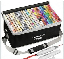 204 Colors Dual Tip Art Markers Set Alcohol Based Sketch Pens for Kids Adults