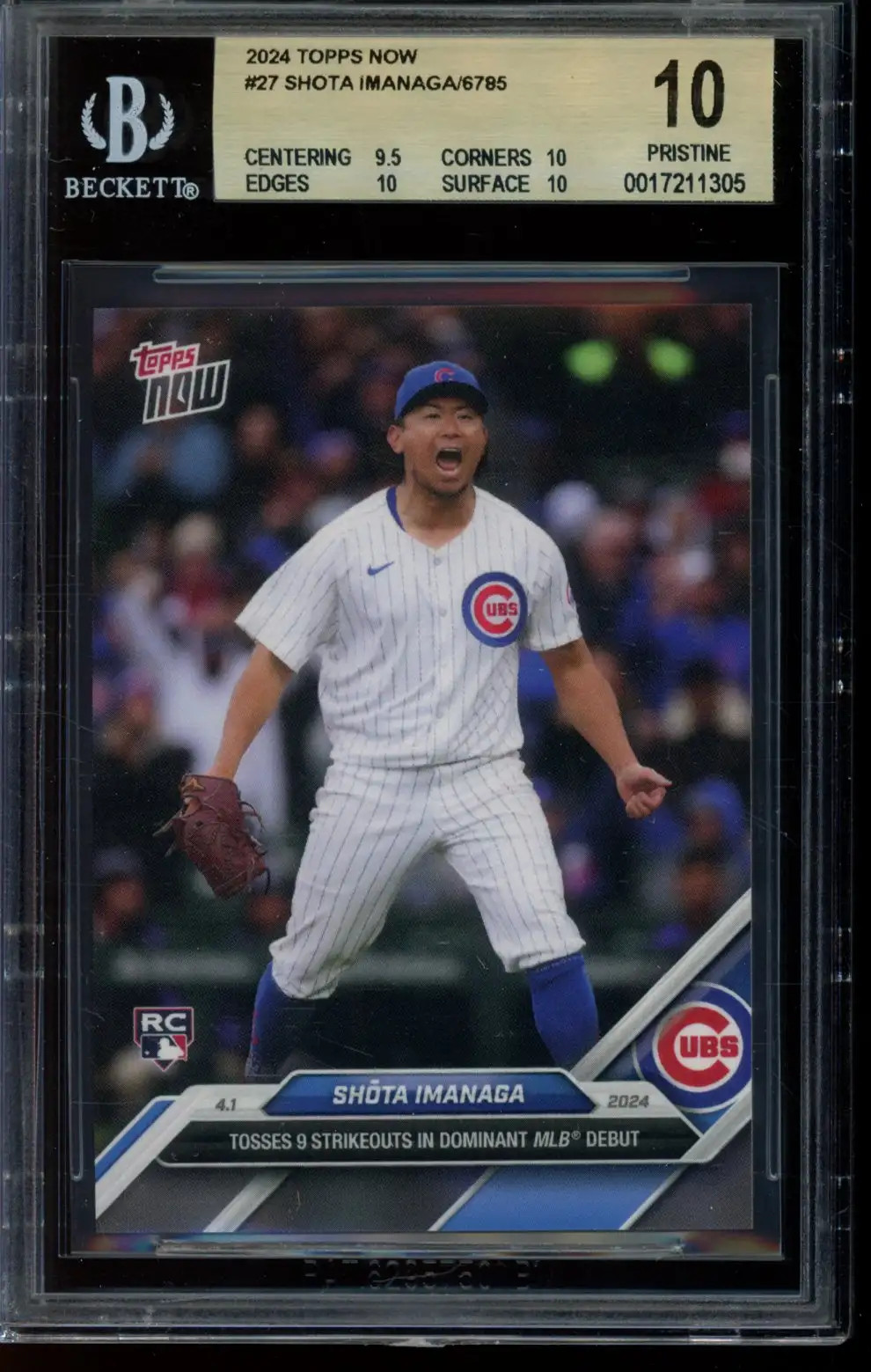2024 Topps Now #27 Shota Imanaga BGS 10 Pristine 17211305 RC Rookie