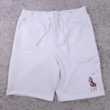 Polo Ralph Lauren Shorts Boys Large Fleece Pony Logo White Sweatshorts EUC