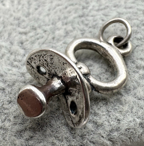 Vintage Sterling Silver 3D Baby Pacifier Pendant Charm Keepsake Baby Shower Bink