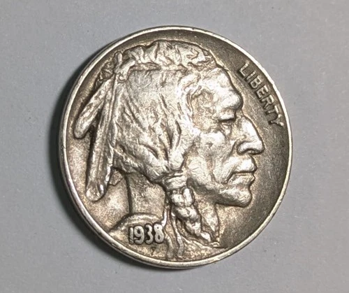 1938-D Buffalo Nickel - w/Full Date and Full Horn - Average Circulated Condition