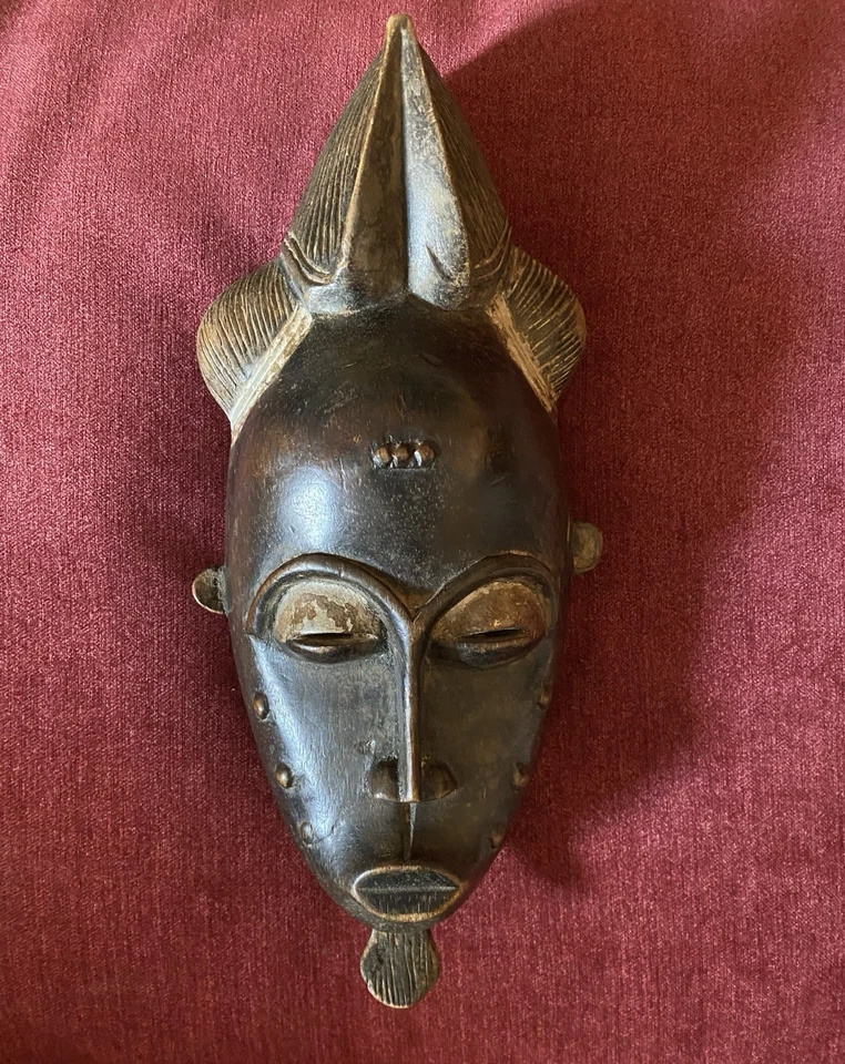 Antique African Baule Carved Wood Portrait Mask , Ivory Coast - Image 2 of 4