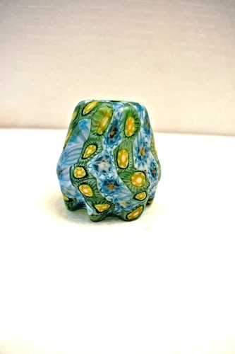 Vintage Murano Style Millefiori Art Glass Mini Vase Hand Blown Italy Decorativ"R