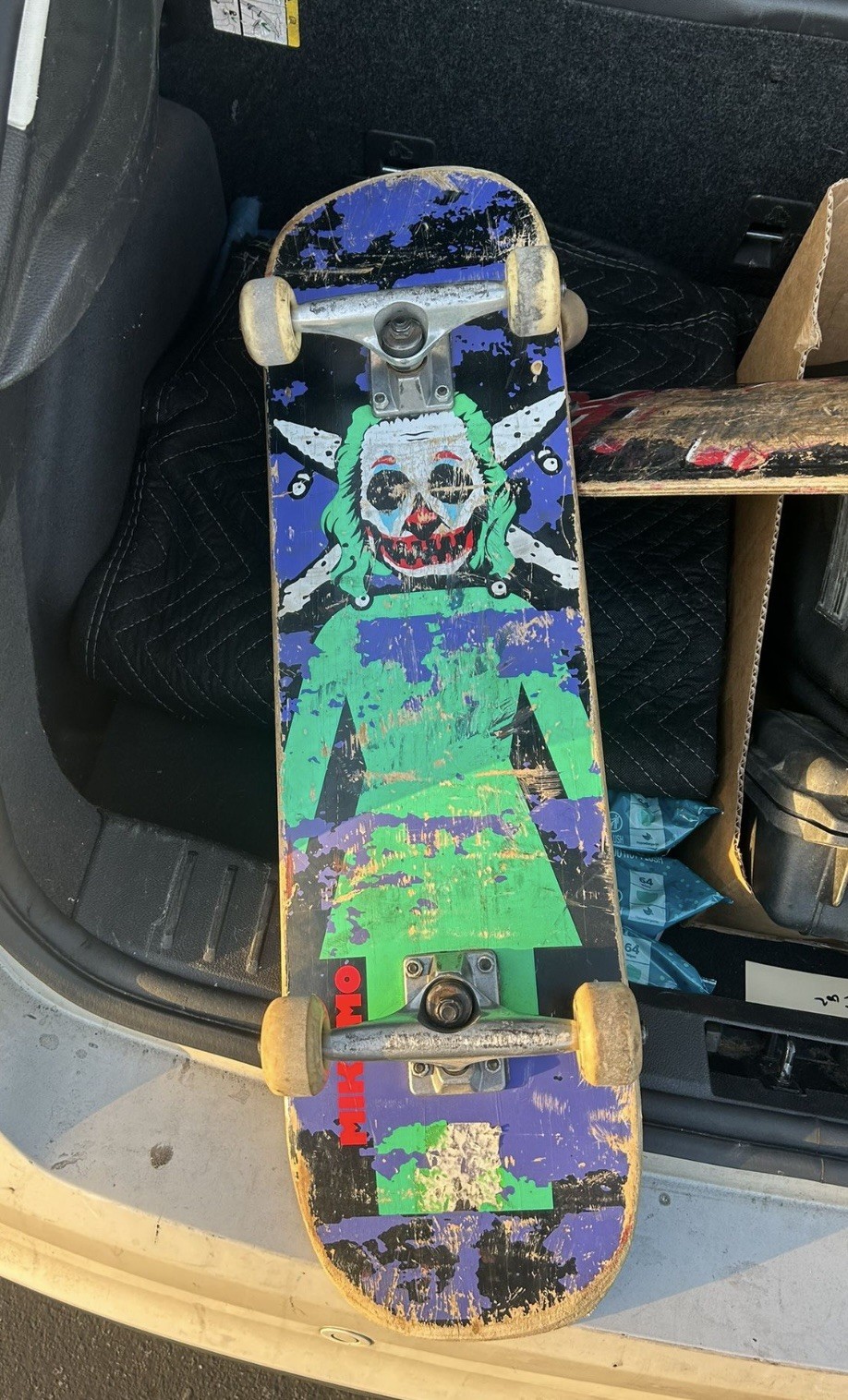 S Mike Mo Clown Joker  7.75" X 31.75" Rare Skateboard  See P