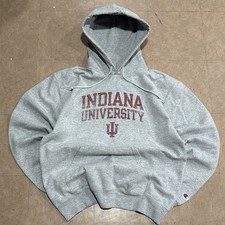 Champion Indiana University IU Hoodie Sweatshirt Grey Size M