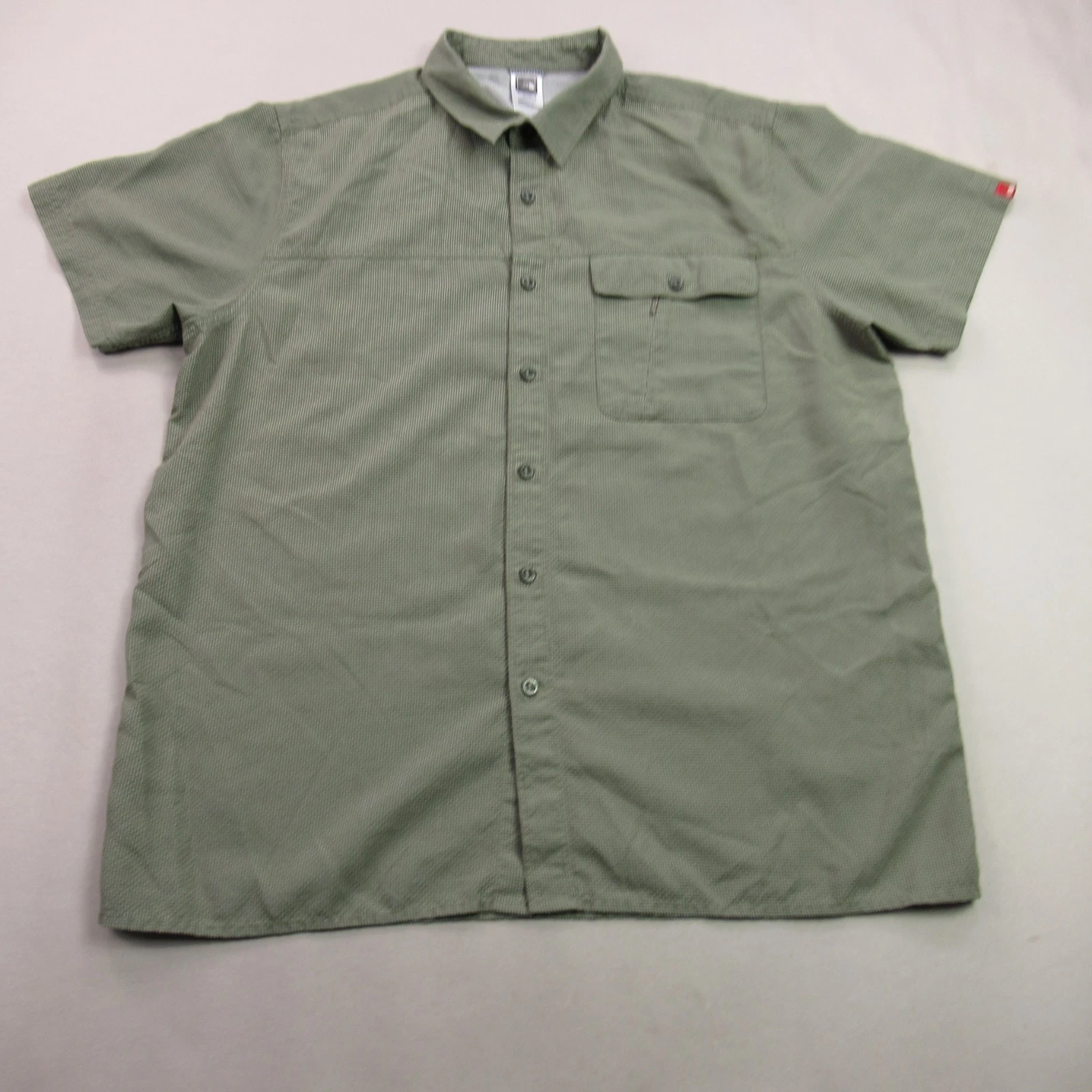 North Face Shirt Mens XL Button Front Short Sleeve Pocket Checks Outdoor Green