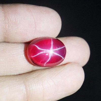 Certified 6 Rays Red Star Ruby 9.47 Ct Oval Cabochon Loose Gemstone for Ring