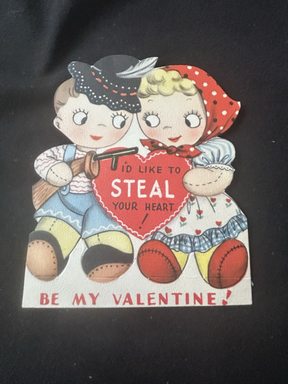 Vintage American Greetings Valentine Card Steal Your Heart Boy Girl Mechanical