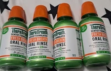 Thera Breath Oral Rinse, Fresh Breath Mild Mint Four 10 oz Bottles New