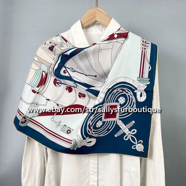 Sallys Heavy 18 Momme Twill Silk Wrap Scarf Cloth Print Double Face Shawl 35" - Image 4 of 4