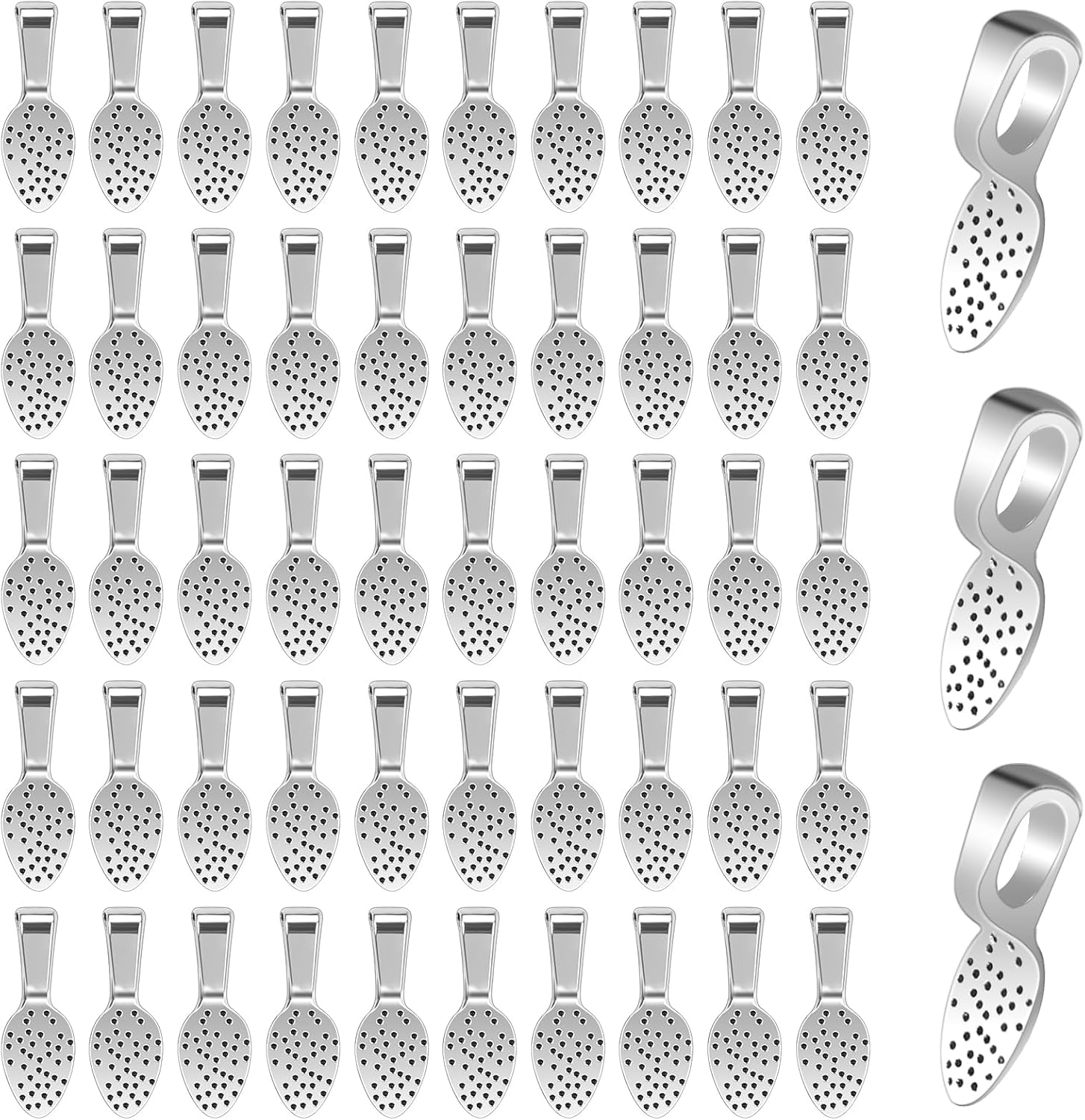 100 Pcs Silver Plated Small Pendant Bails, Spoon Glue on Bails Pendants Flat Pen