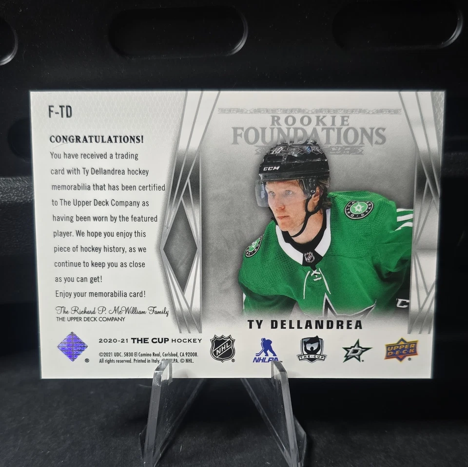 20-21 UD Upper Deck The Cup Rookie Foundations  Quad Ty Dellandrea  /99 Jerseys - Image 2 of 4
