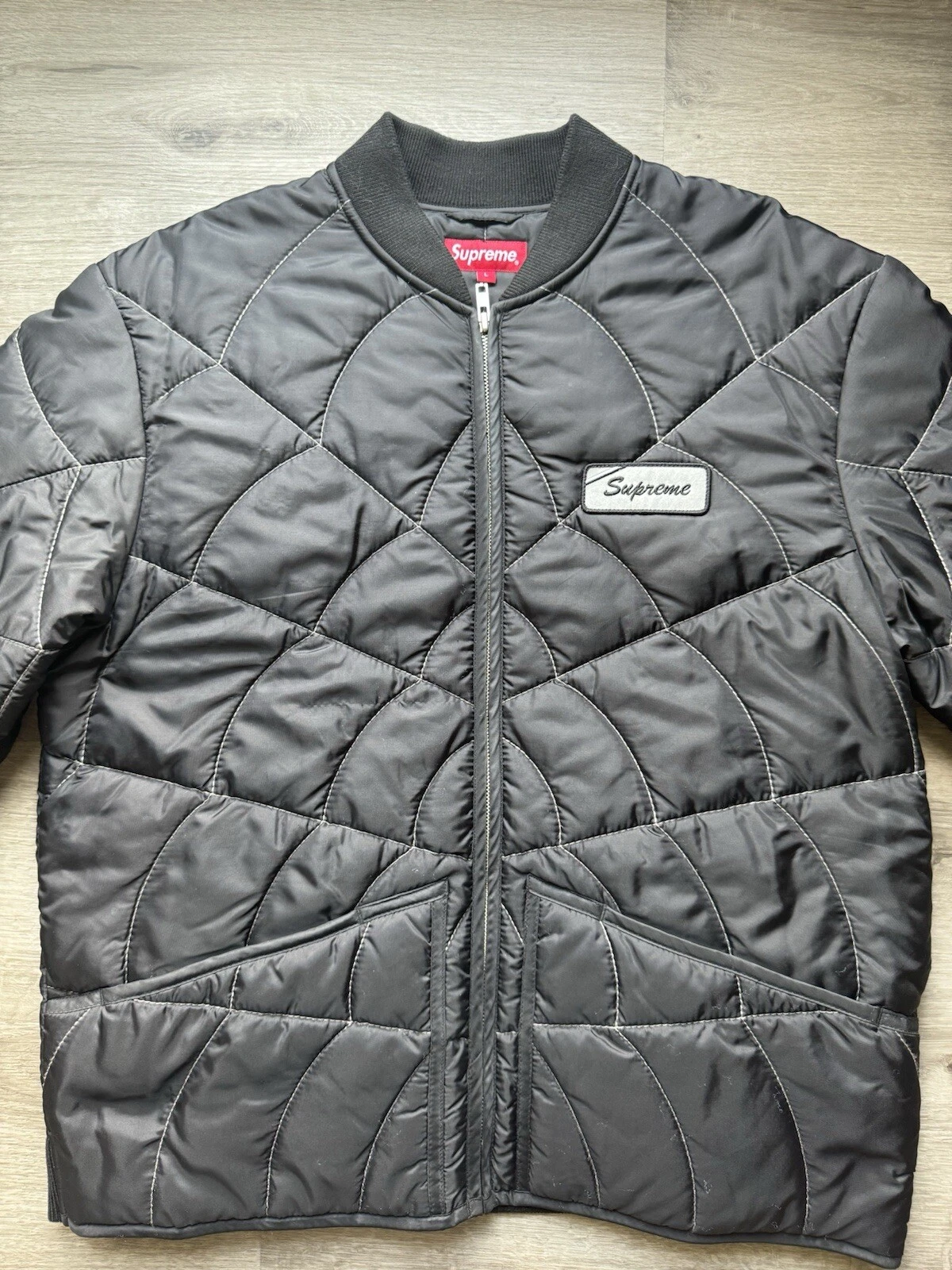 Grande veste de travail toile d'araignée brodée suprême noire