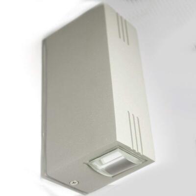 LED Aussenleuchte Kali IP54 Wandlampe Wandleuchte Up Down Eckig Silber Aluminium