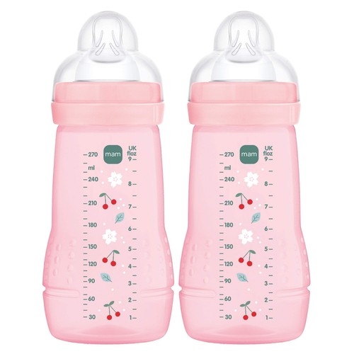 Mam Bottle Easy Active 270Ml Twin Pack Girl Baby Infant Milk Bottle Feeding New - Picture 3 of 3