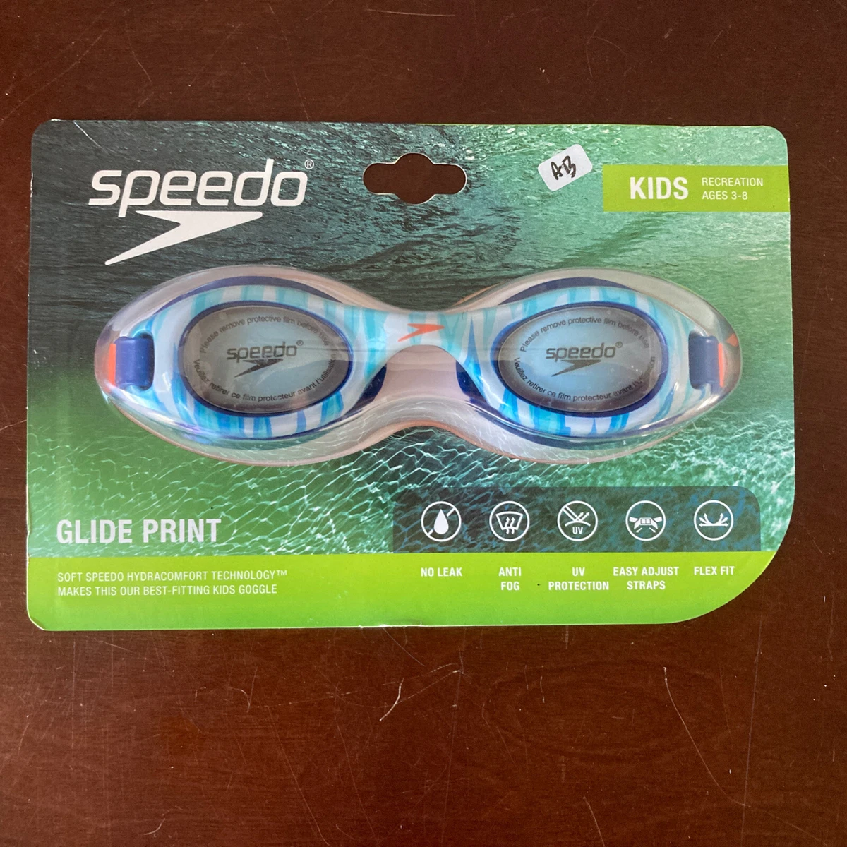 Speedo Kids Glide Print Recreation Goggles Ages 3 8 Iceberg