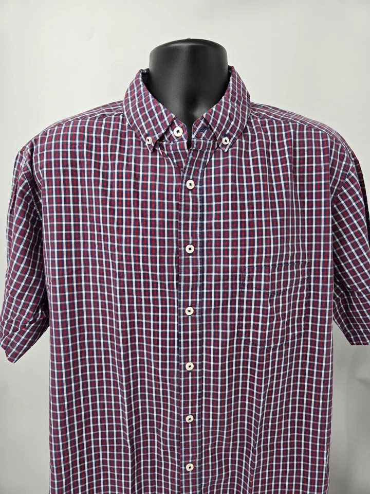 Beverly Hills поло клуб рубашка для взрослых 2XLB 2XB большой красный синий клетку на пуговицах мужчин - Изображение 2 из 4