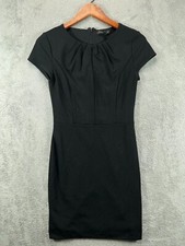 Banana Republic Womens Petite 0P Dress Black Sheath KeyHole Neck Cap Sleeve