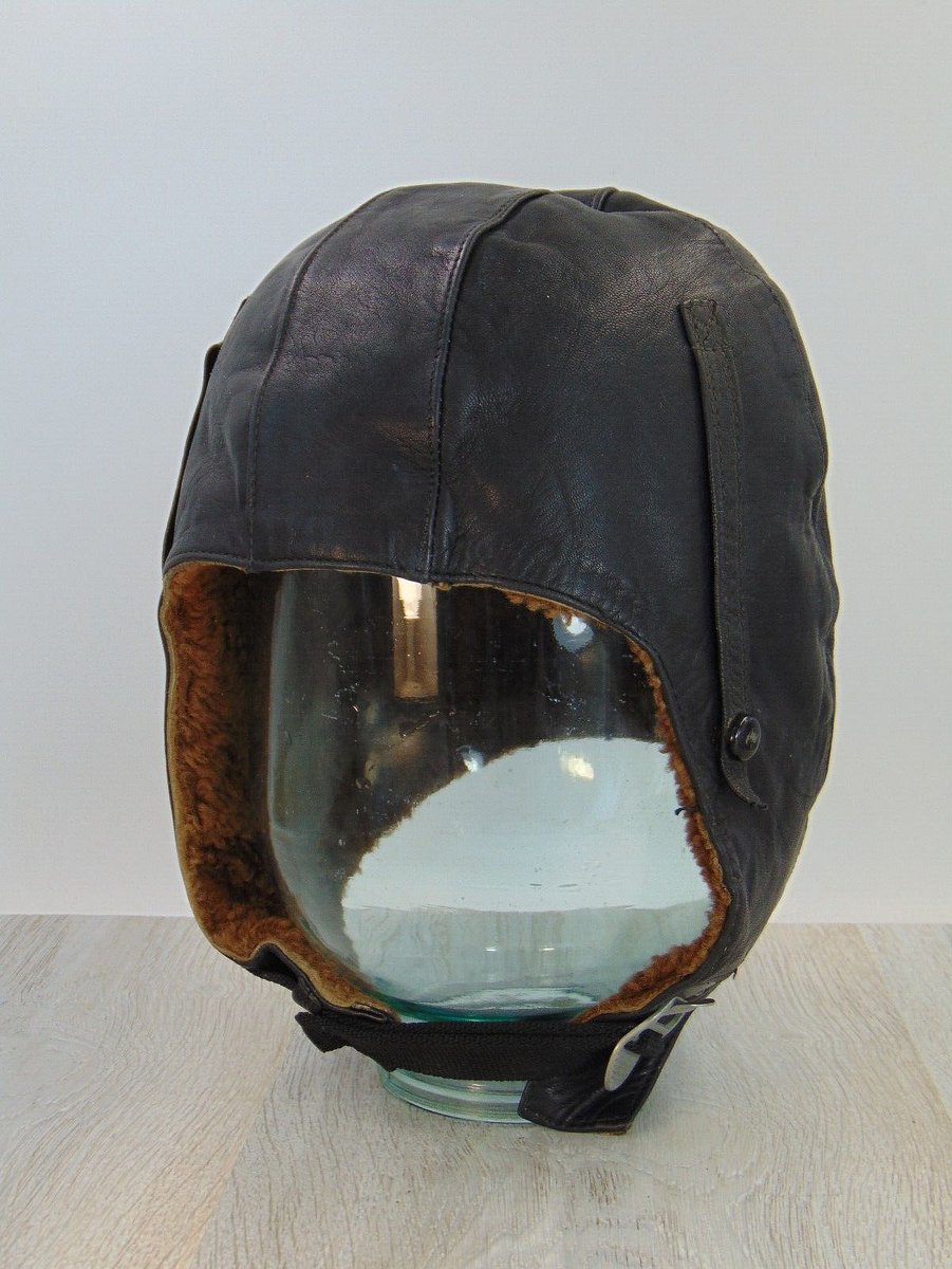 Vintage original winter leather Skydiving Parachute Pilot Helmet