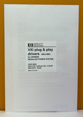 HP / Agilent 5063-4863 VXI Plug & Play Driver Modular Power System Software.