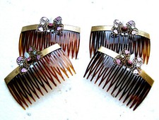 Four mid century hair combs butterfly design NO US IMPORT FEE