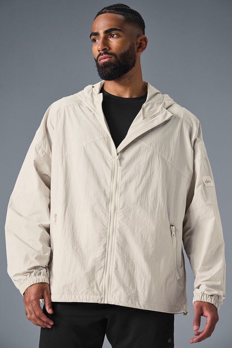 New Alo Vantage Nylon Ripstop Track Jacket Beige Cream Size New Alo Vantage Nylon Ripstop Track Jacket Beige Cream Size