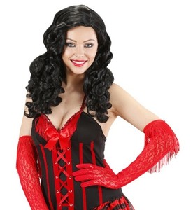Ladies Long Curly Black Roaring 20s Wig Razzle Flapper Girl Gatsby