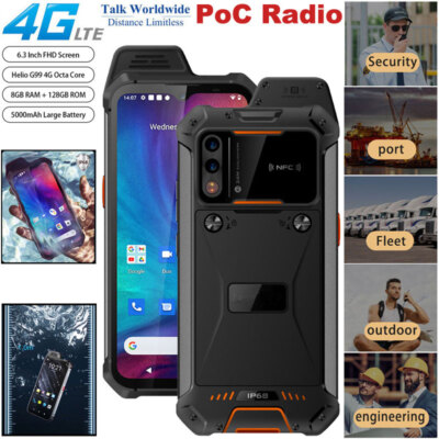 4G LTE Android 13 Rugged Phone NFC Walkie Talkie PoC Radio PTT Mobile IP68 UNIWA