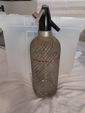 Antique vintage seltzer spritzer siphon bar Barware soda w/ metal mesh cocktail 
