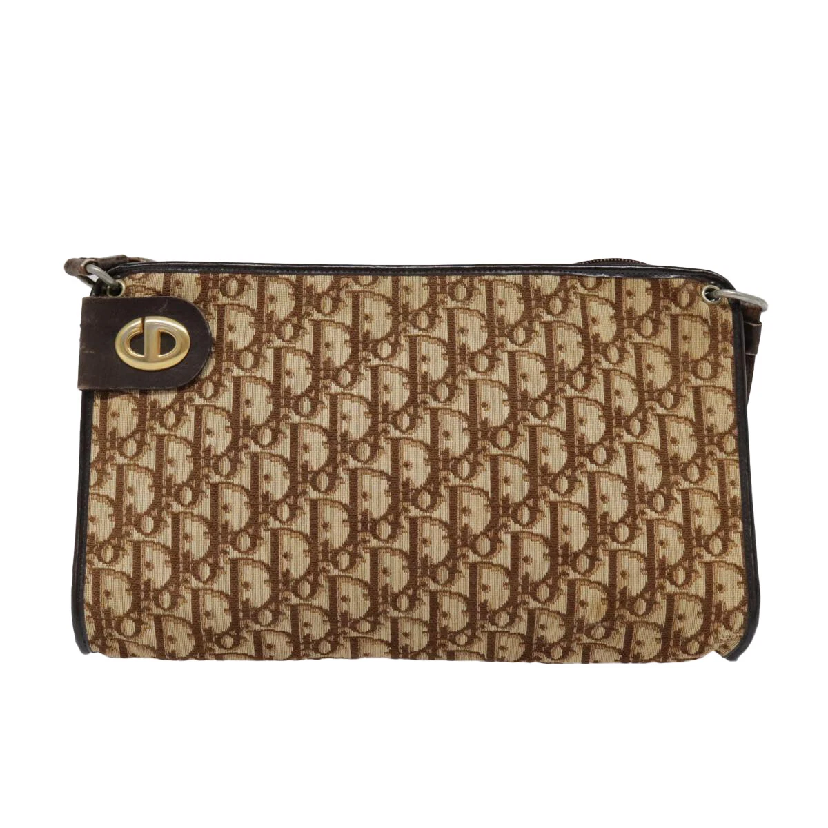 Sac bandoulière Dior Trotter en toile marron authentique