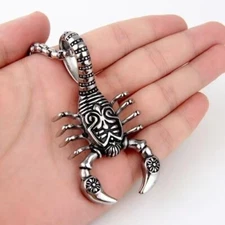 Men Silver Animal Scorpion Pendant Necklace Chain Punk Gothic Retro Rock Jewelry