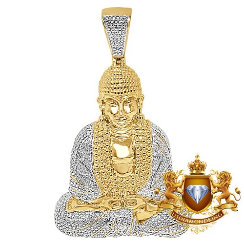 Echter echter natürlicher Diamant Gautama Buddha Meditation Anhänger Charm groß 2,65 Zoll - Bild 4 von 18