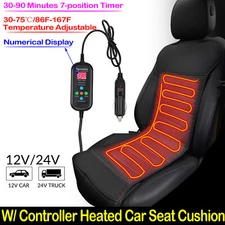 Universal Car Seat Cover Cushion Heated 12V 24V Heater Warmer Winter Pad Black