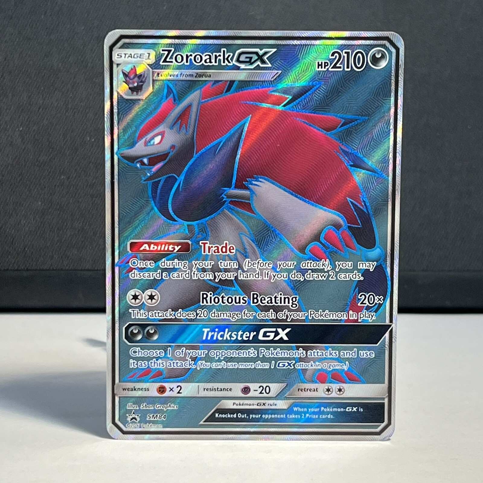 ZOROARK GX Sm84 Ultra Rare Full Art Black Star Promo. Pokémon TCG