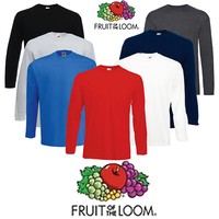 1 3 5 Pack Fruit of the Loom Long Sleeve T Shirt Plain Tee Shirt Top Sale Lot