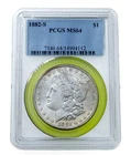 1882-S $1 Silver Morgan Dollar Graded by PCGS as MS-64! Gorgeous Morgan!