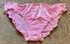 Bubble Gum PINK 7/Large Soft Second Skin SATIN Ruffle Bikini Panties 272