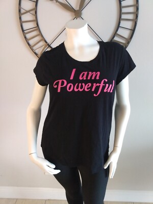City Street Juniors Black Graphic Tee  Shirt  ' I am Powerful'  Plus Size XXL