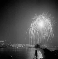 Fireworks a fireworks show sea August 19 1968 Cannes France Old Photo