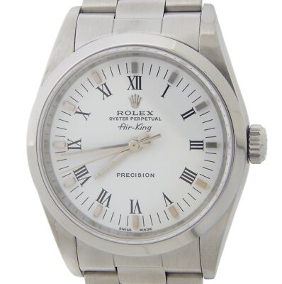 Rolex Air-King 14000M Mens Stainless Steel Watch White Roman Dial