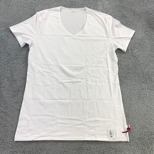 Derek Rose Shirt Mens Extra Large Pima Cotton V Neck White Short Sleeve Casual - Picture 2 of 9