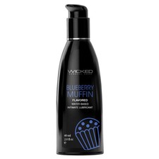 Wicked Aqua Flavored Water Based Intimate Lubricant Blueberry Muffin 2oz