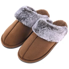 Womens Cozy Comforty Slippers Warm Memory Foam Faux Suede Slip On House Shoes
