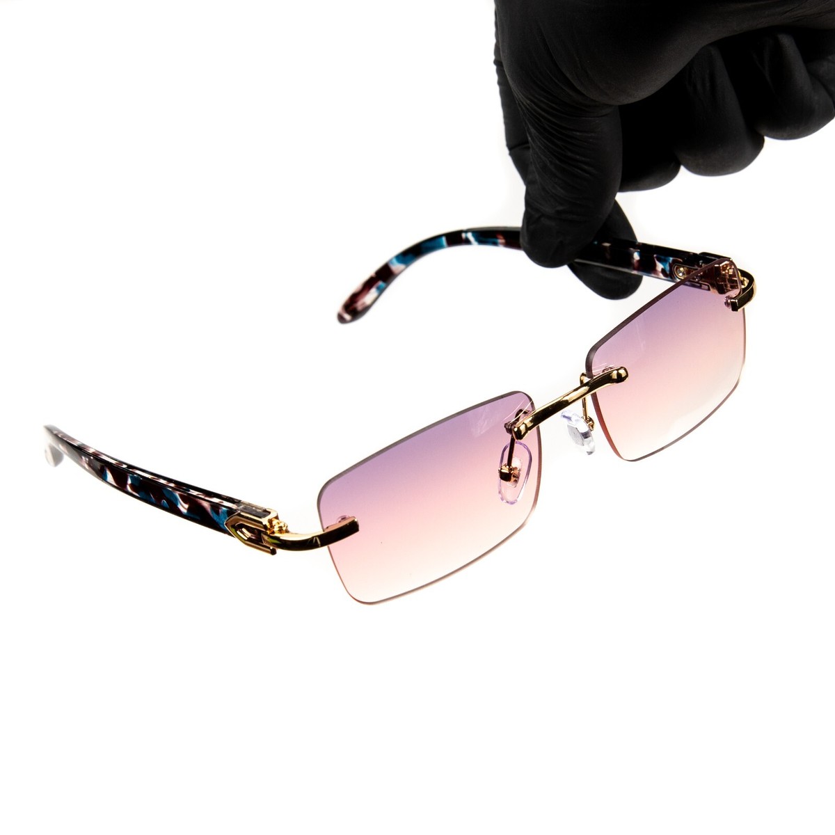 Rimless Gradient Lens Sunglasses in Pink and Gold Guess GO00038 28T Rimless Shield Sunglasses Rose Gold Frame  main image 2